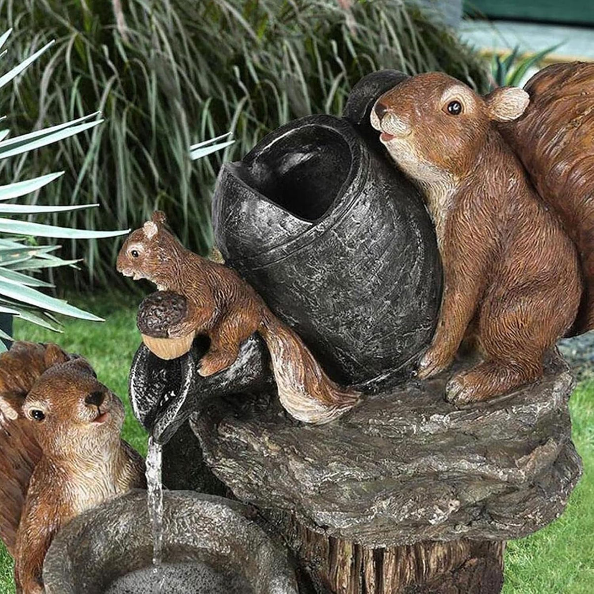 Solarbrunnen met dierenfiguur en LED-verlichting voor tuin terras balkon decoratieve fontein waterornament | Sulvida