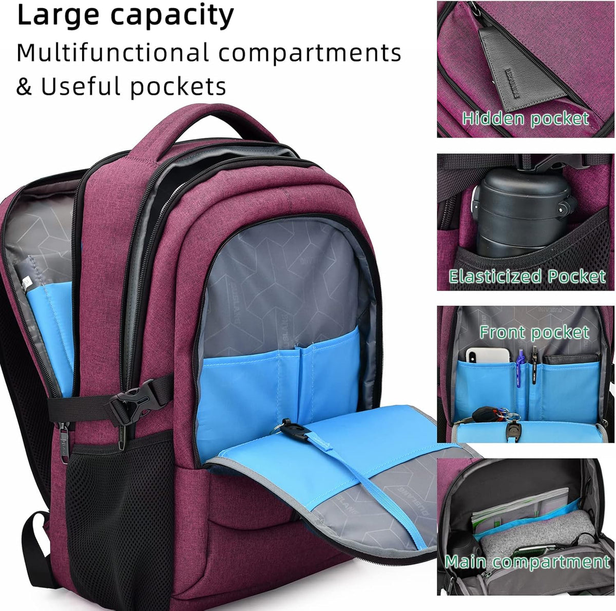 Reis Laptoptas met USB-Lader en Anti-Diefstal Vak Waterafstotend Polyester voor 13 tot 17 Inch Laptop | Sulvida
