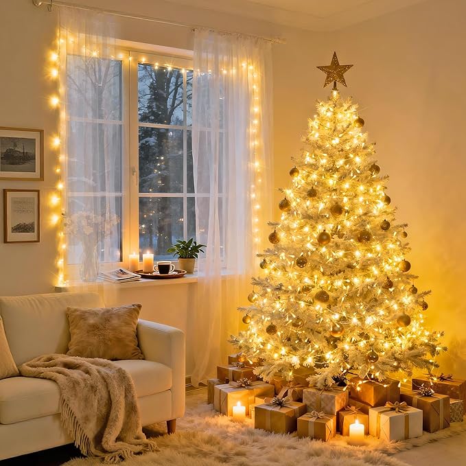 Kerstboomverlichting 500 LED Warmwit Zilverkleurige Draad 50 Meter Binnen Buiten Feestverlichting Kerst | Sulvida