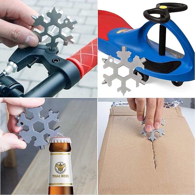 18-in-1 Sneeuwvlok Multitool Compact Zakgereedschap met Sleutelhangerbevestiging Draagbaar Gereedschap | Sulvida