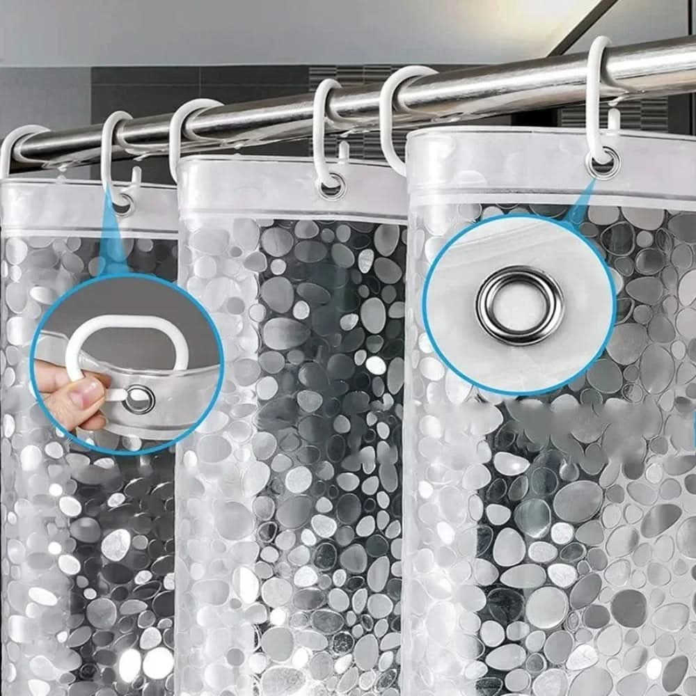 Transparant Douchegordijn met Kiezelstructuur Waterafstotend Bad Gordijn Spatscherm Badkamer Douchecabine | Sulvida