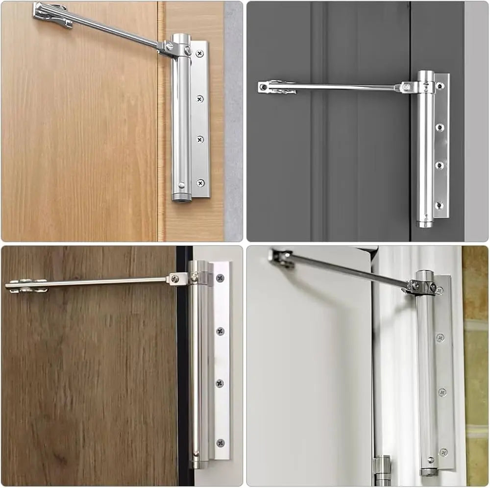 Ferme-porte automatique à vitesse de fermeture réglable, argenté et noir, acier inoxydable, silencieux pour intérieur | Sulvida