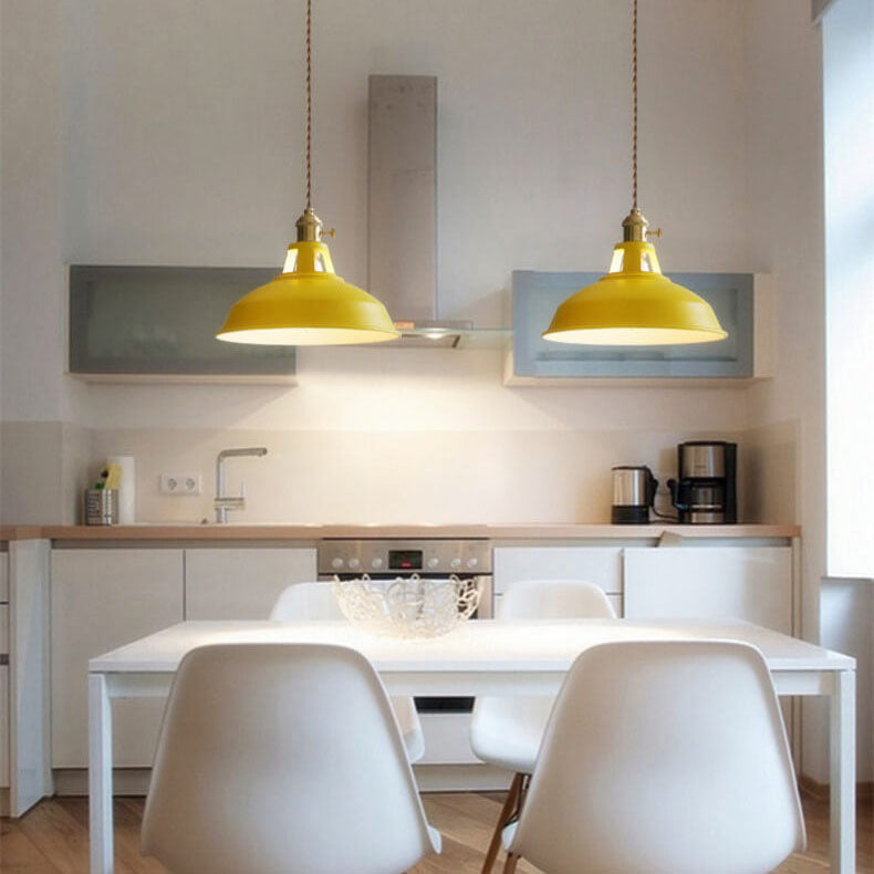 Industriële hanglamp metalen kap gekleurd één fitting vintage eetkamer keukenverlichting landelijke stijl | Sulvida