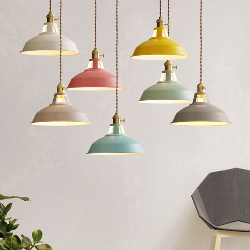Industriële hanglamp metalen kap gekleurd één fitting vintage eetkamer keukenverlichting landelijke stijl | Sulvida