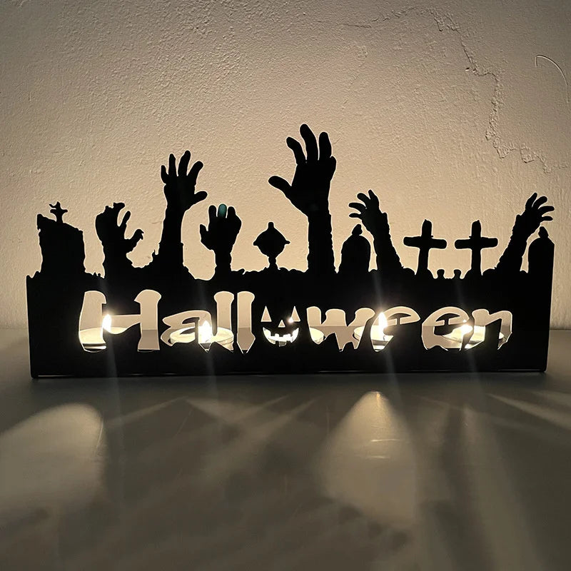 Gotische Kandelaar Zwart Metaal Kaarsenhouder voor Sfeervolle Tafel Halloween Decoratie Interieur Woondecoratie | Sulvida