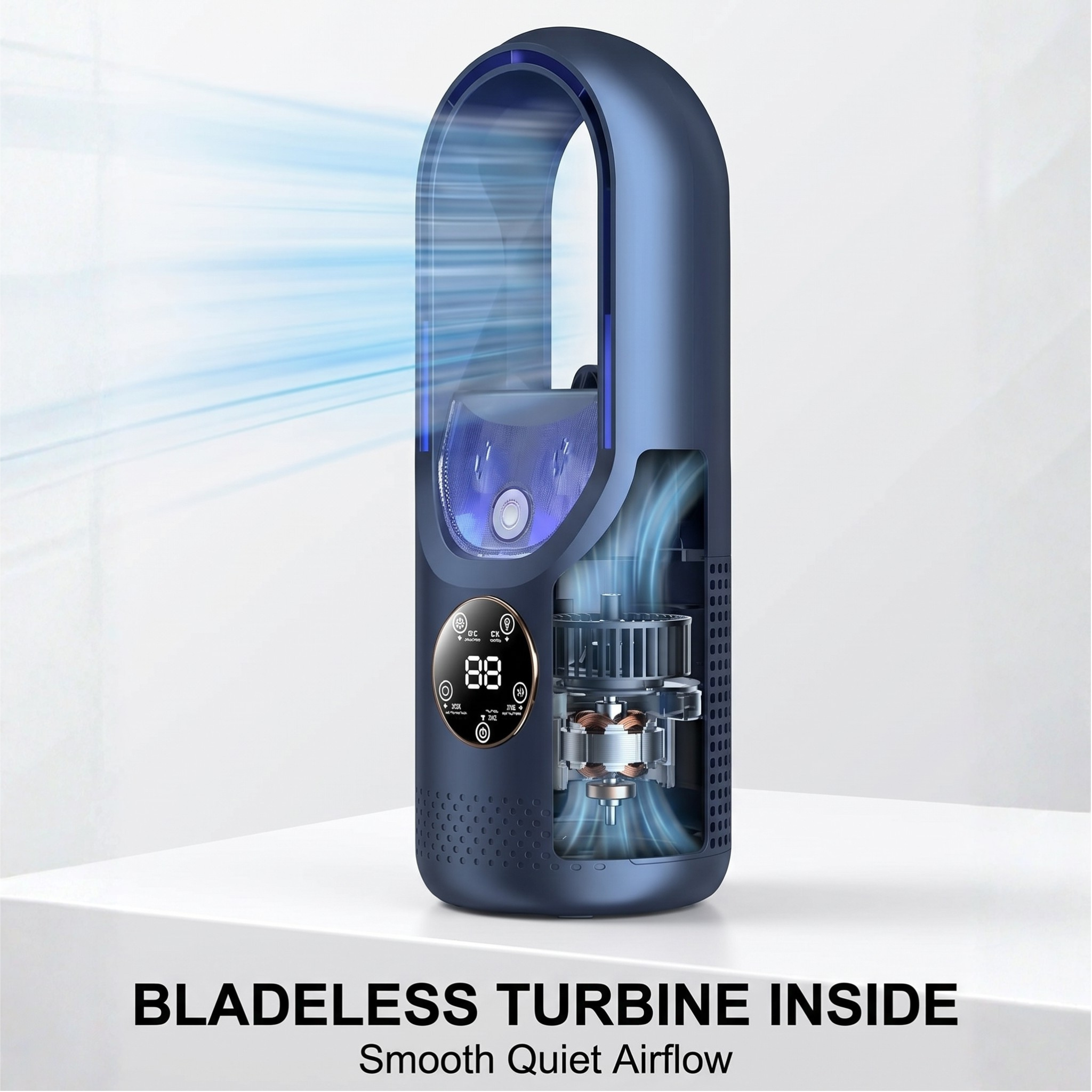 Draagbare Bladloze Ventilator met USB-Aansluiting – Stil Koelsysteem voor Thuis en Kantoor – 6 Snelheden met Timer | Sulvida