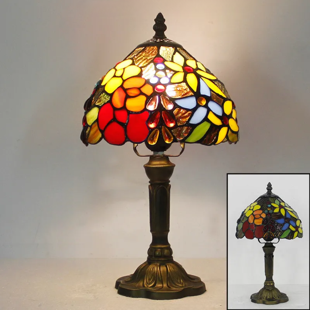 Lampe de table LED au design en verre Tiffany avec fonction de changement de couleur – éclairage d’ambiance sans fil et rechargeable pour l’intérieur | Sulvida