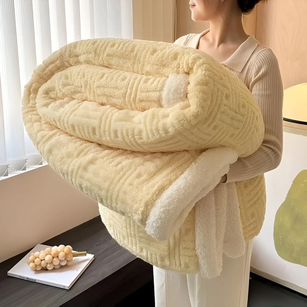 Sherpa Plaid Dubbel Gelaagd Fleece Geweven Patroon Warm Knuffeldeken Woonkamer Slaapbank Decoratief Deken | Sulvida