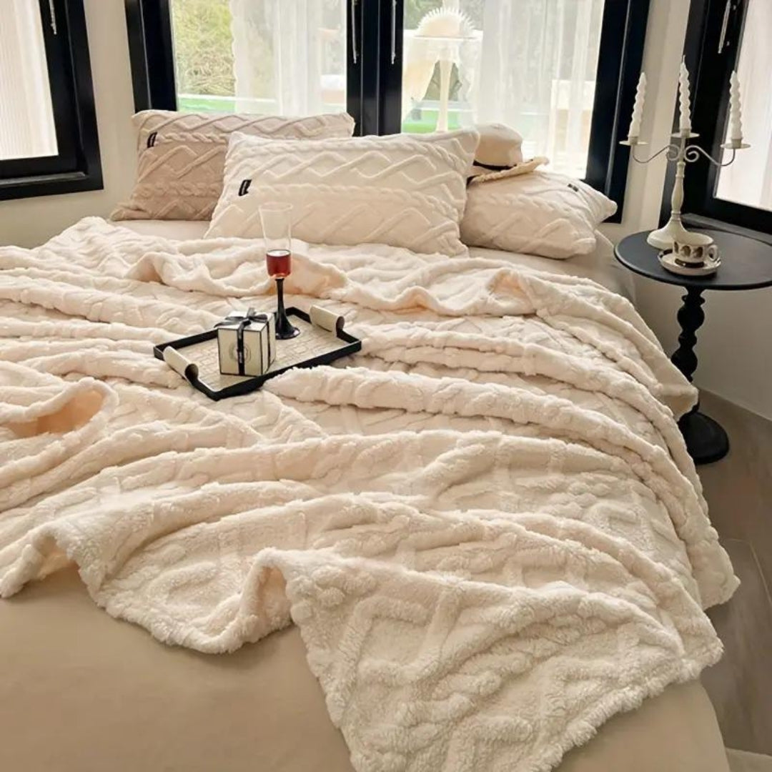3D Fleece Plaid met Luxe Structuur Zachte Deken voor Bed Bank Woonkamer Wol-Effect Textuur Decoratief Slaapkamer | Sulvida