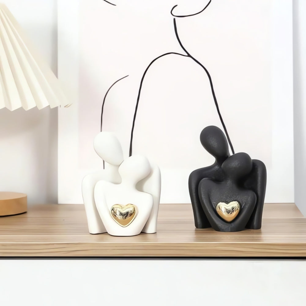 Abstract figuur minimalistische liefdesgeschenk hars woonkamerdecoratie met gouden hart interieur sculptuur | Sulvida