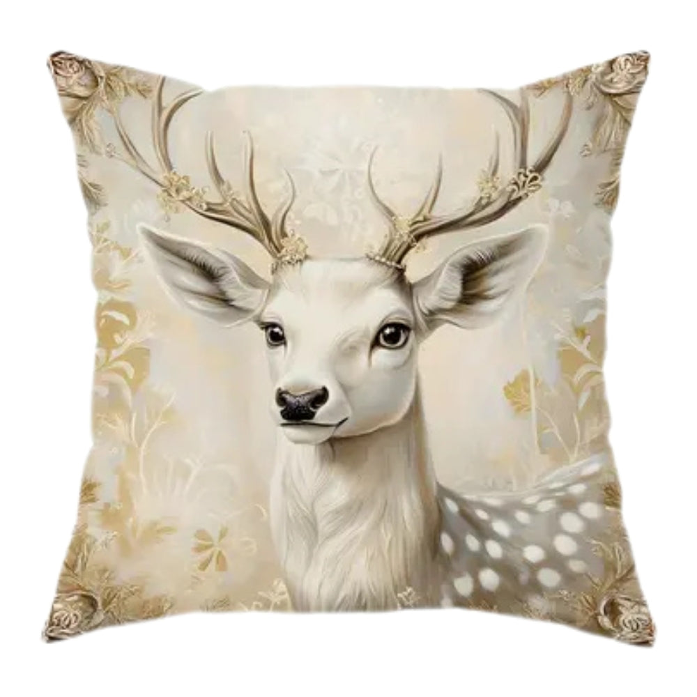 Fluwelen Kerstkussenhoes 45x45 cm Goudkleurig Kerstman Rendier Boom Strik Feestelijk Decoratief Sierkussen | Sulvida
