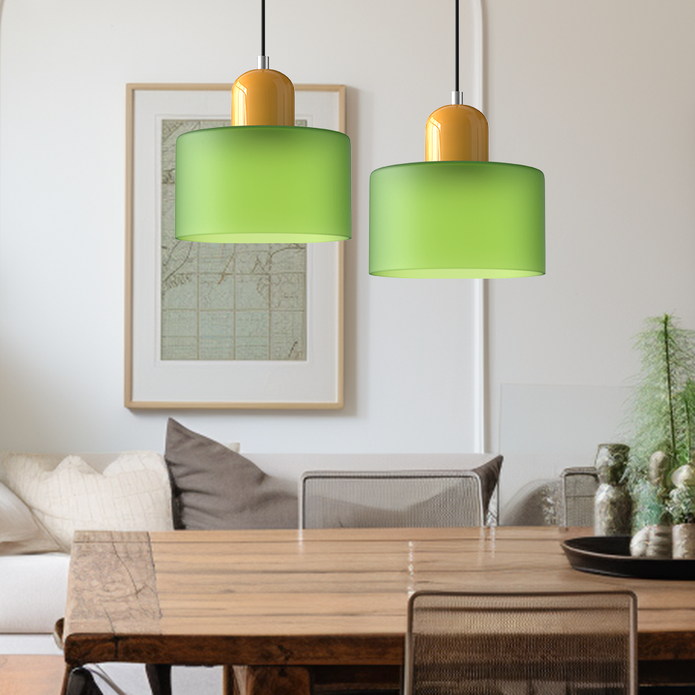 Glazen Hanglamp Bauhaus Stijl E27 Fitting Gekleurde Kap Eetkamer Interieur Designverlichting Woonkamer | Sulvida