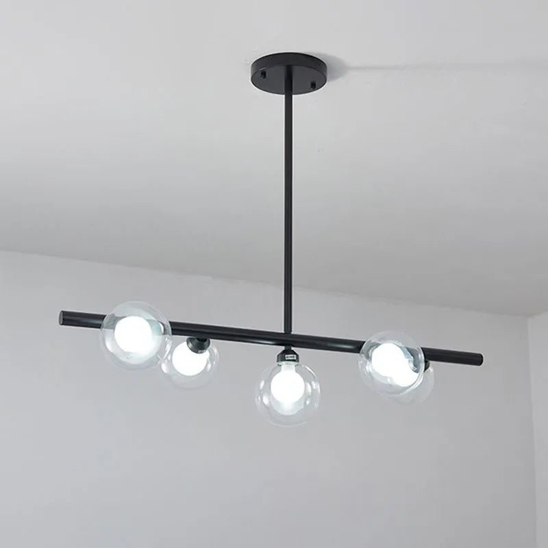 Hanglamp Lineair Glas Metaal 5-6 Lichtpunten Scandinavisch Design Eetkamer Keukeneiland Woonkamer Armatuur | Sulvida