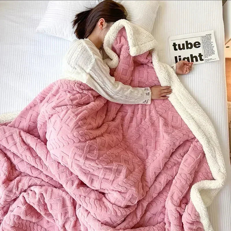 Luxe Dikke Lamswollen Winterdeken 70x100-200x230 cm WarmWool Fleece Plaid Extra Zachte Thermische Deken voor Tweepersoons- en Eenpersoonsbed | Sulvida