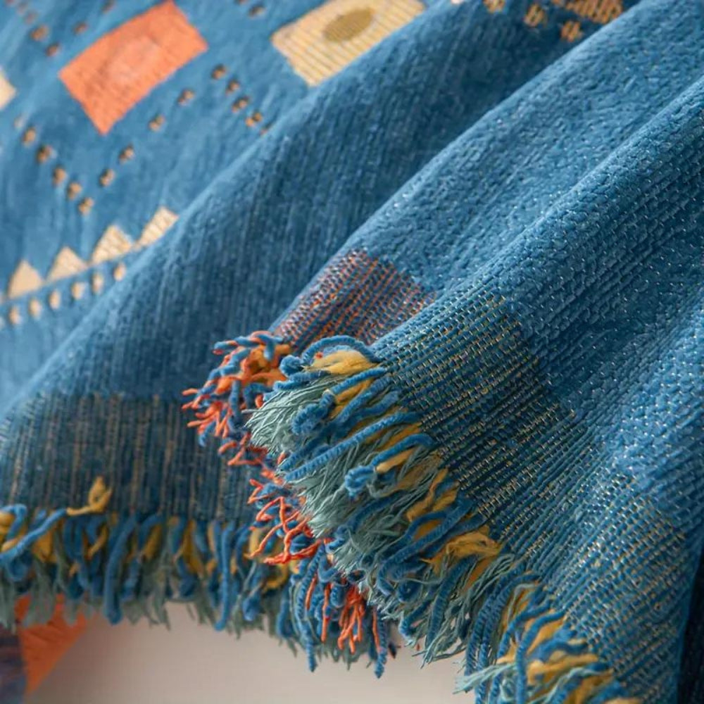 Chenille bankovertrek bohemian stijl anti-slip bescherming met decoratieve kwasten voor 1- 2- 3- 4-zits bank | Sulvida