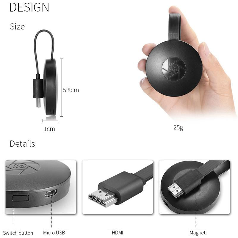 Adaptateur HDMI Wi-Fi sans fil pour la duplication d’écran d’un smartphone vers un téléviseur avec Miracast, AirPlay et DLNA | Sulvida