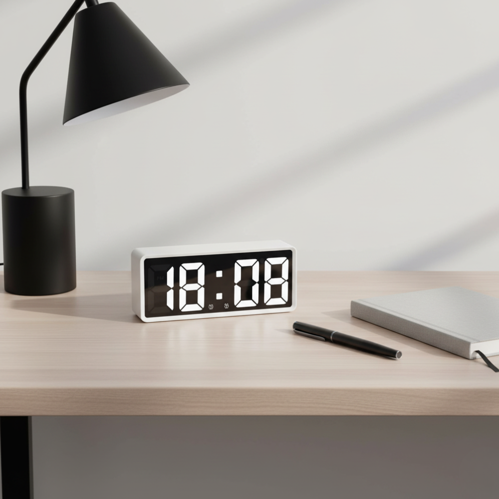 Digitale Wekker met LED Spiegel Display Tijd Datum Temperatuur Alarm Snooze Functie Slaapkamer Kantoor | Sulvida