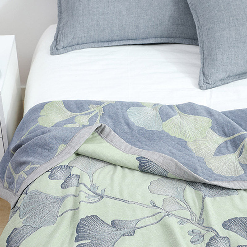 Omkeerbaar Dekbed met Ginkgo Bladmotief – Zomerdeken Katoen Gaas voor Tweepersoonsbed Queen King Bed Airconditioning Deken | Sulvida