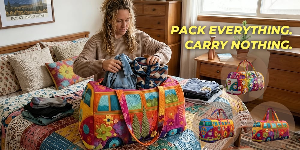 Sac de voyage matelassé à imprimé floral, 45.5 x 22.5 x 22.5 cm - Voyagez avec élégance grâce à sa forme robuste et à sa grande capacité | Sulvida