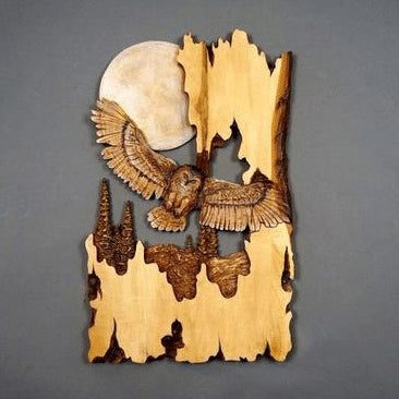 Handgesneden Houten Wanddecoratie Dieren 25×17cm Ambachtelijk Relief Kunst Natuurlijk Hout Muurdecoratie | Sulvida