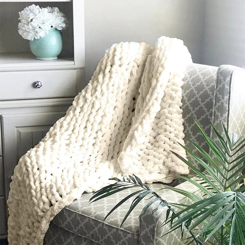 Gebreide Deken Chunky Knit 100x120cm Dikke Plaid Bankdeken Woonkamer Slaapkamer Woondecoratie Warm Zacht | Sulvida