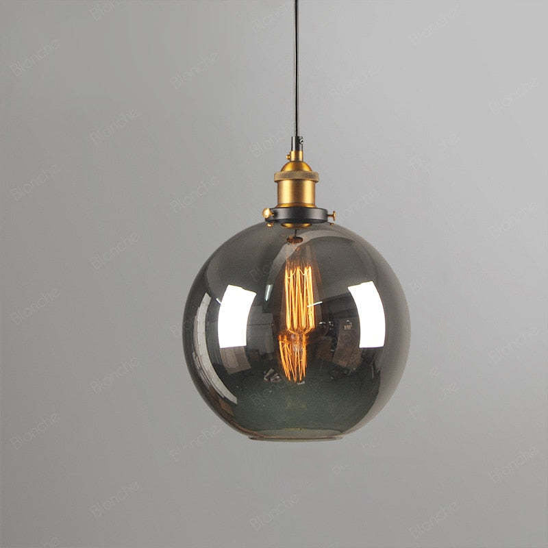 Industriële Glazen Hanglamp Metaal E27 Fitting Clear Amber Smoke Grey Verstelbaar Snoer Eetkamer Woonkamer | Sulvida