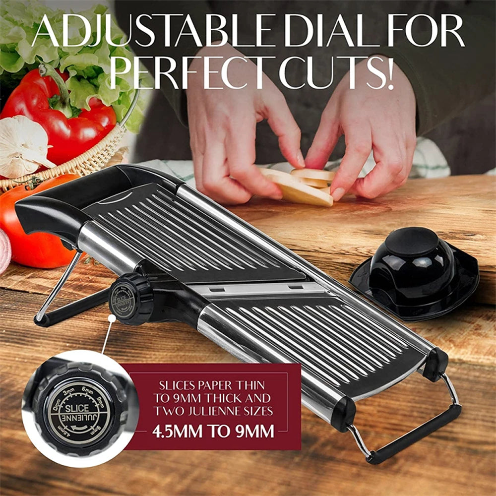 Mandoline professionnelle avec 6 réglages de coupe et gant de protection antidérapant pour la cuisine | Sulvida