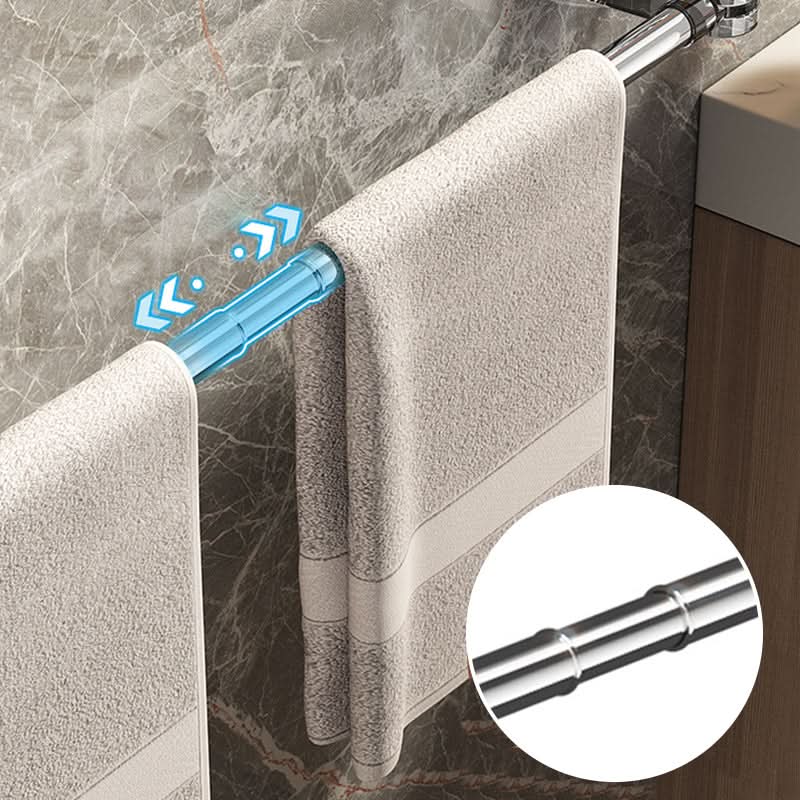 Porte-serviettes extensible sans perçage 30-60 cm, noir, blanc ou acier inoxydable, pivotant à 180°, autocollant, fixation murale pour salle de bains - Sulvida