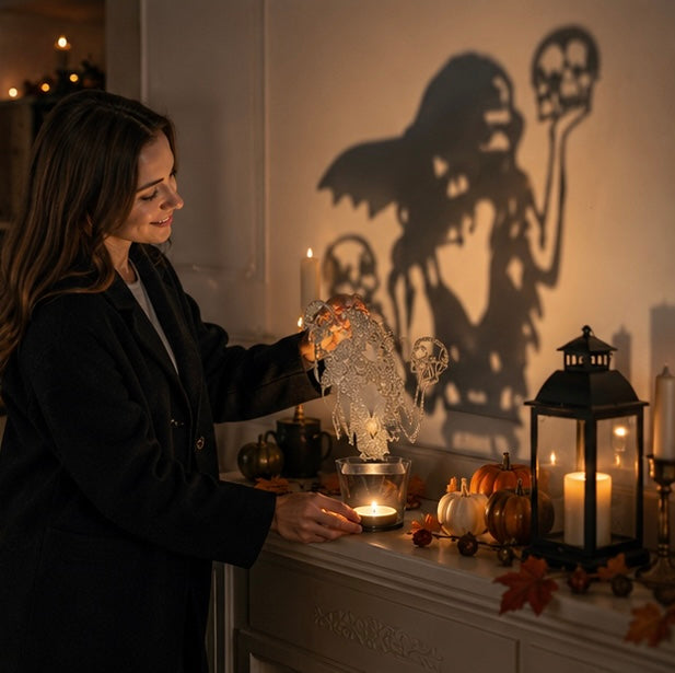 Kandelaar Metaal Zwart Sculptuur Halloween Decoratie Tafelkandelaar Sfeerlicht Woonkamer Sfeerverlichting | Sulvida
