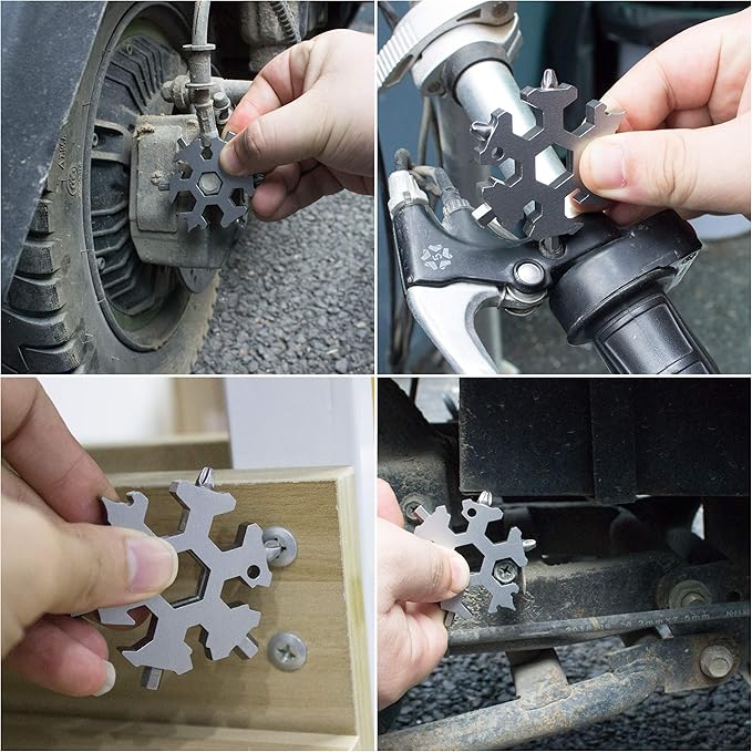 18-in-1 Sneeuwvlok Multitool Compact Zakgereedschap met Sleutelhangerbevestiging Draagbaar Gereedschap | Sulvida