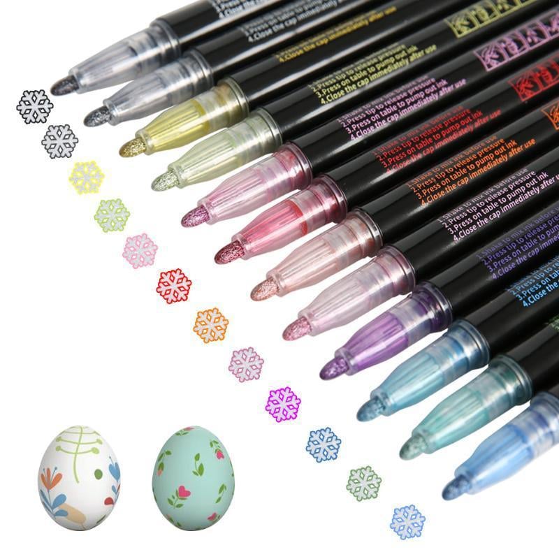 Set de feutres métallisés – 12 couleurs, feutres pailletés pour loisirs créatifs, scrapbooking, cartes, dessin et DIY | Sulvida