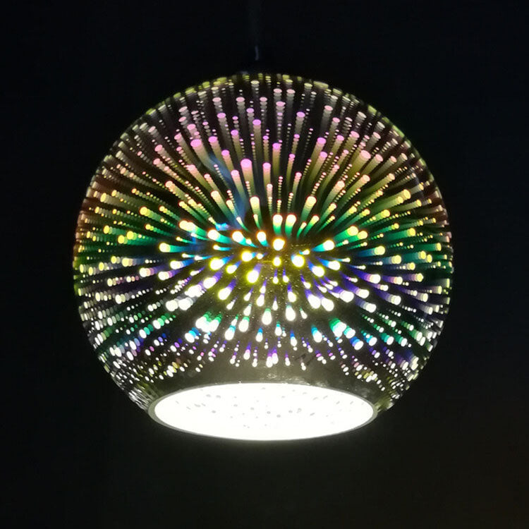 Glazen hanglamp met 3D vuurwerkeffect modern koepelontwerp metalen fitting sfeervol lichtpunt woonkamer eetkamer | Sulvida