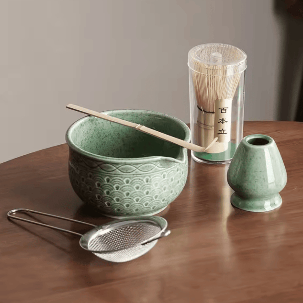 Japanse Matcha Thee Set Groen Patroon Keramiek met Bamboeklopper Theeset Matcha Ceremonie Bowl Traditioneel | Sulvida