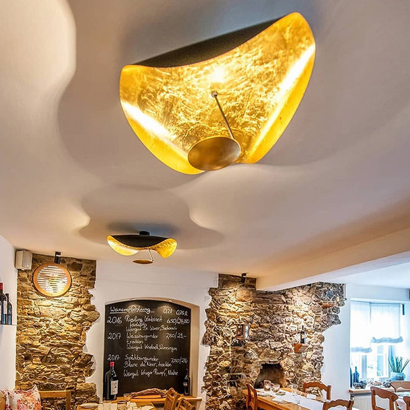Hanglamp Metaal met Goudfolie 3 Kleuropties Warm Licht Verstelbaar Snoer Dimbaar Eetkamer Woonkamer Design | Sulvida