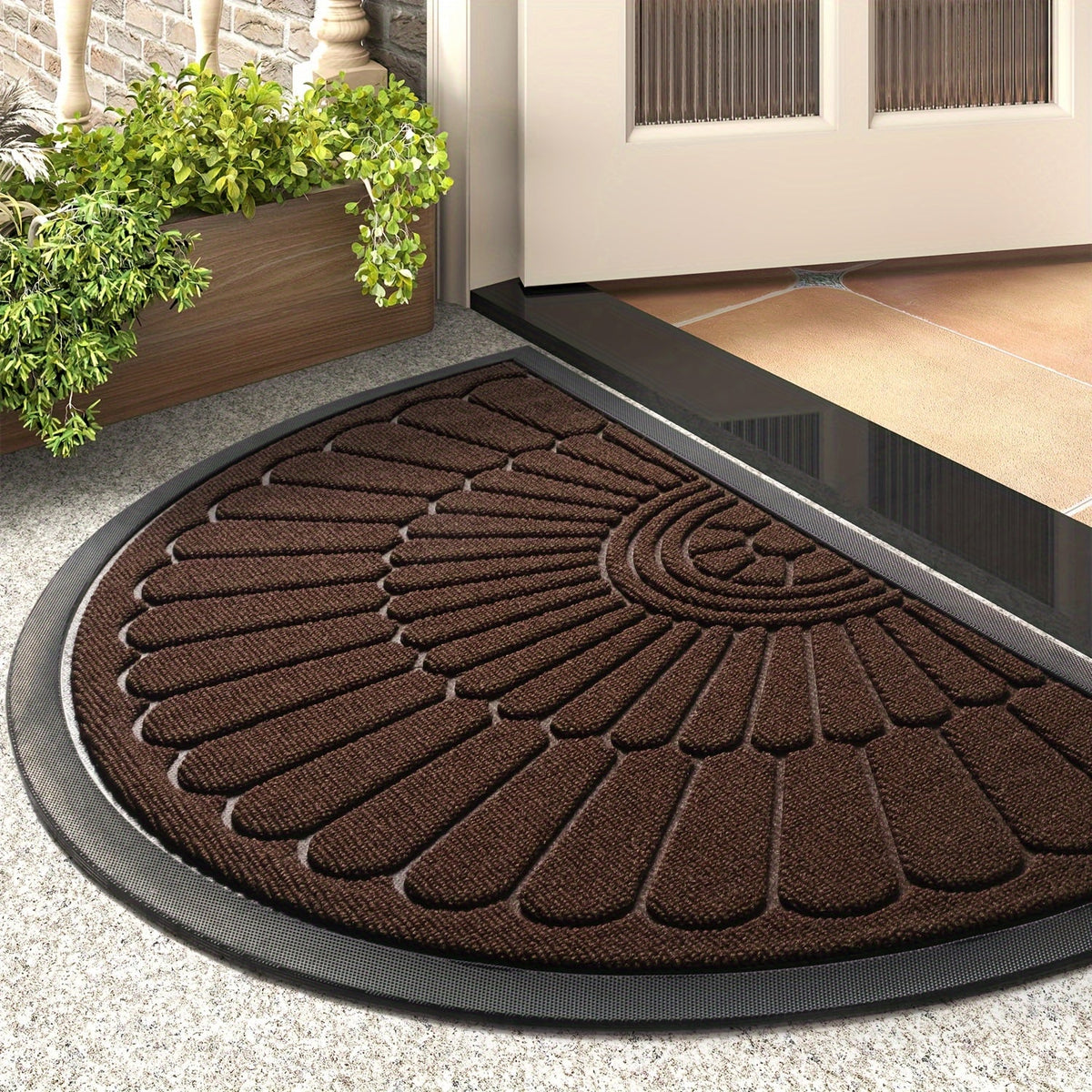 Halfronde Deurmat Rubber Antislip Binnenshuis Buitenshuis Entree Vuilvanger Duurzaam Weerbestendig 43×75 60×90 | Sulvida