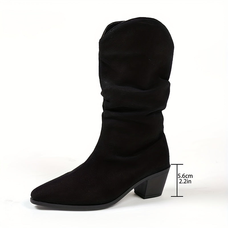 Bottes de cowboy pour femme en velours à talons hauts, style western, chaussures de fête élégantes pour l’automne, confortables | Sulvida