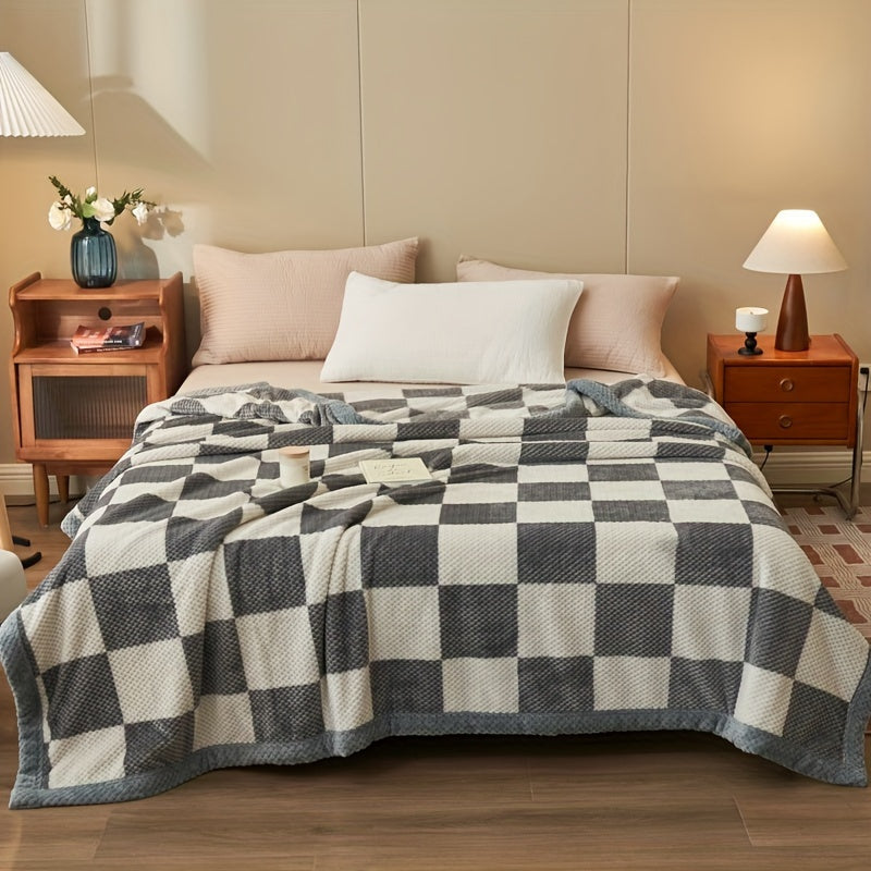 Geruite Fleeceplaid Melkzacht Warm Winterdeken Sofa Bed Decoratie Ruitmotief Klassiek Comfortabel Plaid | Sulvida