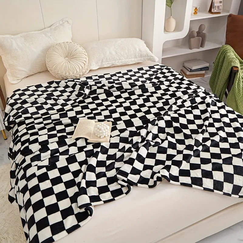 Geruite Plaid Deken Zacht Warm Woonplaid Bank Slaapkamer Fleece Woonkamer Wollen Overslag Decoratief | Sulvida