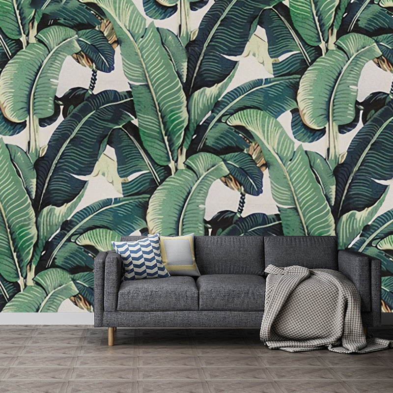 Wanddecoratie Tropisch Bananenbladeren Groen Non-Woven Behang Op Maat Minimalistisch Botanisch Interieur | Sulvida