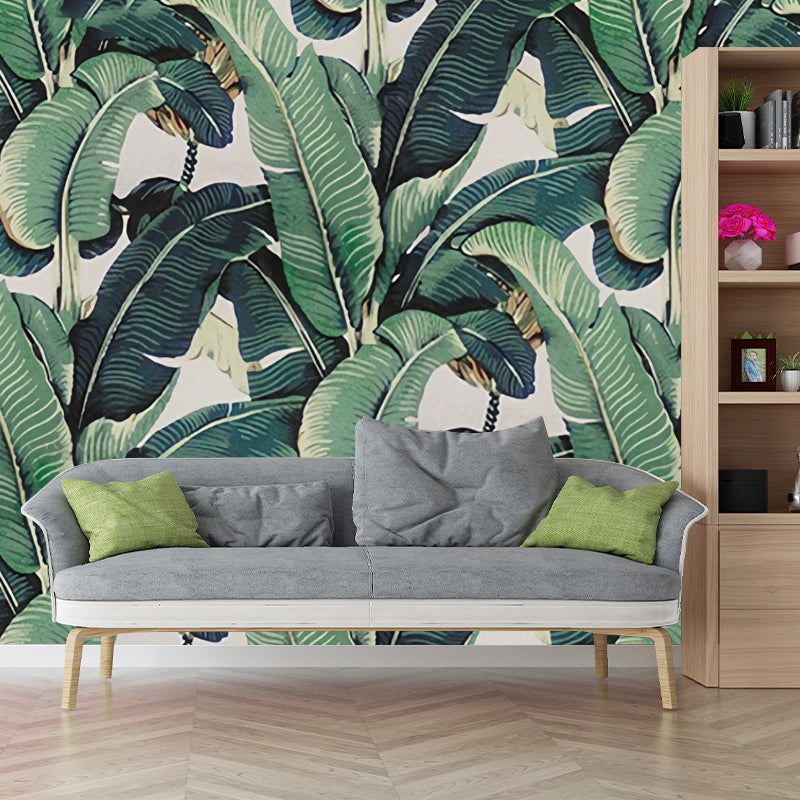 Wanddecoratie Tropisch Bananenbladeren Groen Non-Woven Behang Op Maat Minimalistisch Botanisch Interieur | Sulvida