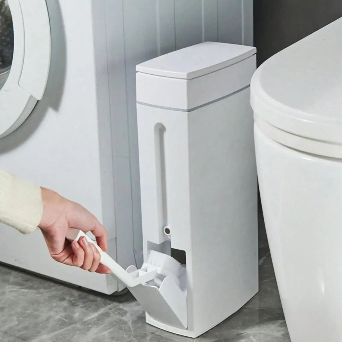 Smalle Prullenbak met Geïntegreerde WC-Borstel | Compacte Badkamer Afvalbak 4,5L | Ruimtebesparend Toilet | Sulvida