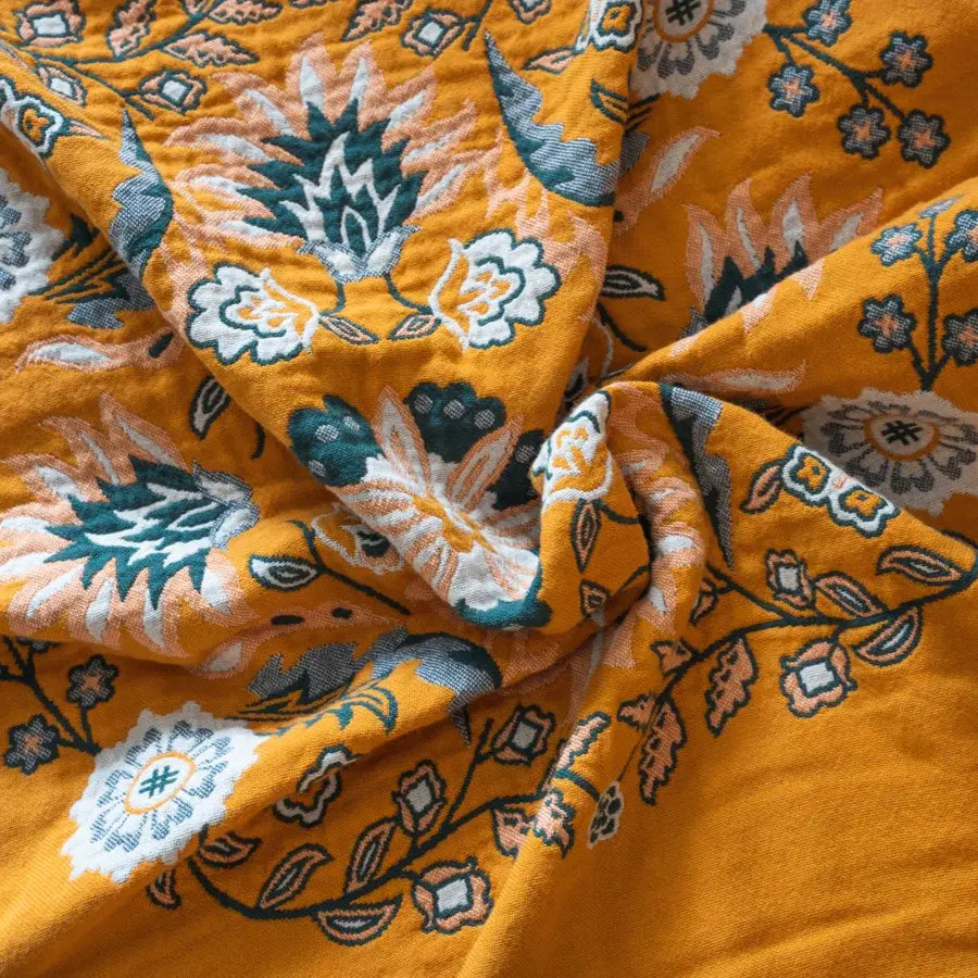 Vintage Plaid met Bloemdessin – Luxe Geweven Deken voor Bank en Bed – Franjedeken – Boho Stijl Woondecoratie en Warmte | Sulvida