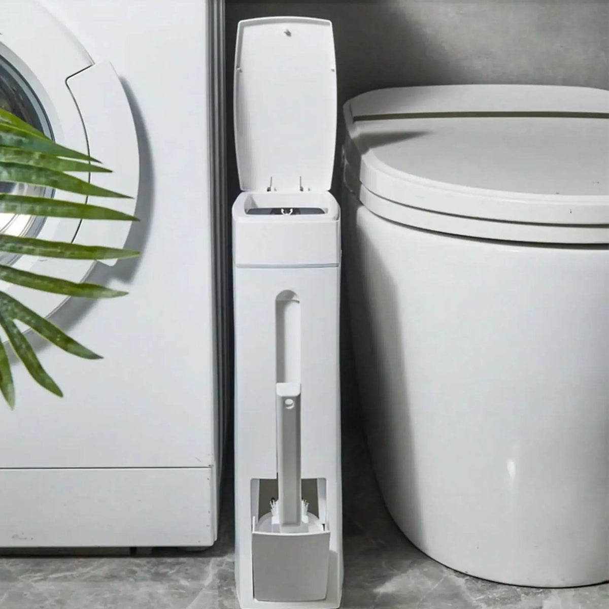 Smalle Prullenbak met Geïntegreerde WC-Borstel | Compacte Badkamer Afvalbak 4,5L | Ruimtebesparend Toilet | Sulvida