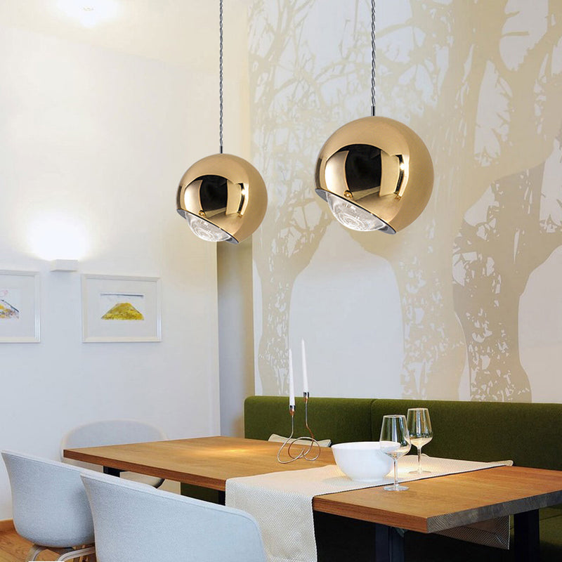 Hanglamp Bol Metaal Acryl Goud Zilver Modern LED E27 Woonkamer Eetkamer Slaapkamer Design Verlichting | Sulvida