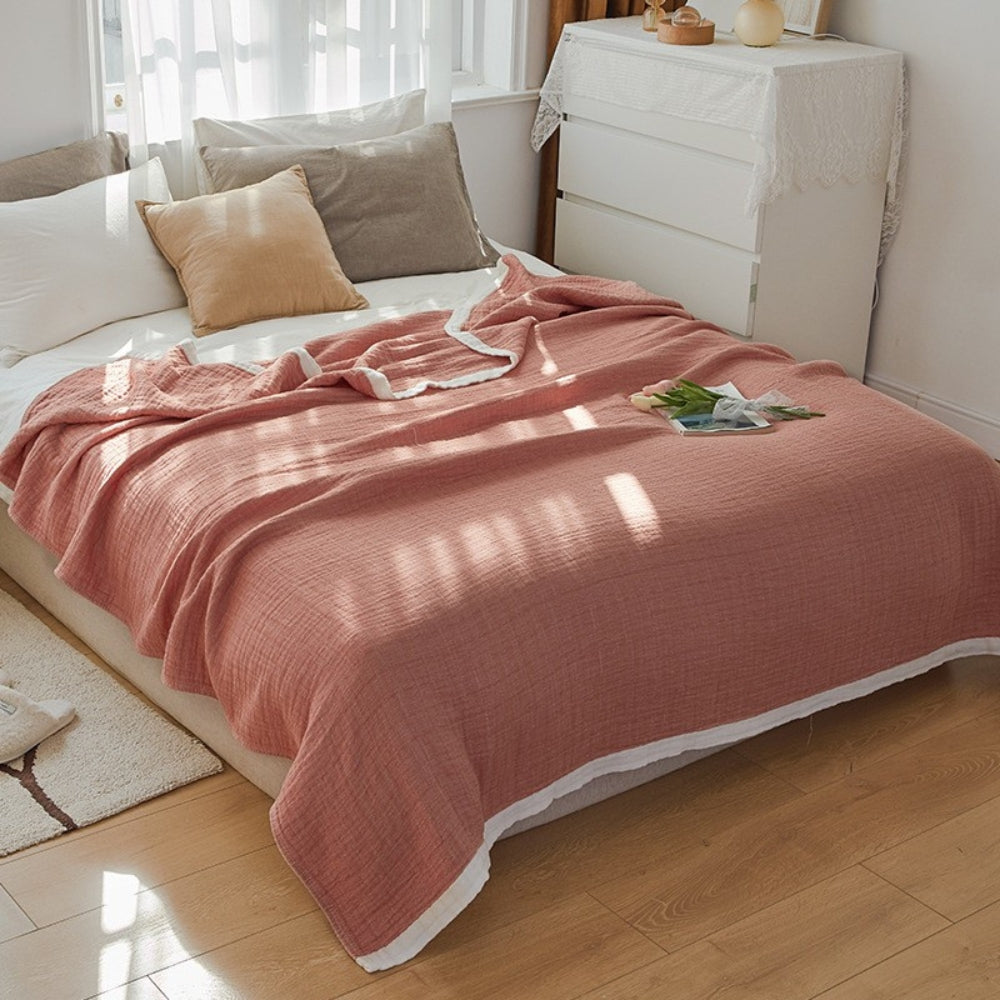 Zachte Moslindeken Zes Lagen Ademend Katoen Sprei Bank Bed Plaid Zomerdeken Dekbedovertrek Lichtgewicht | Sulvida