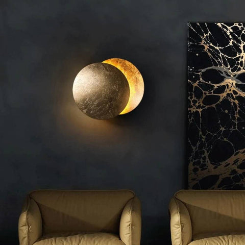 Wandlamp halve maan LED warm wit goud zwart minimalistisch design sfeerverlichting woonkamer slaapkamer modern | Sulvida