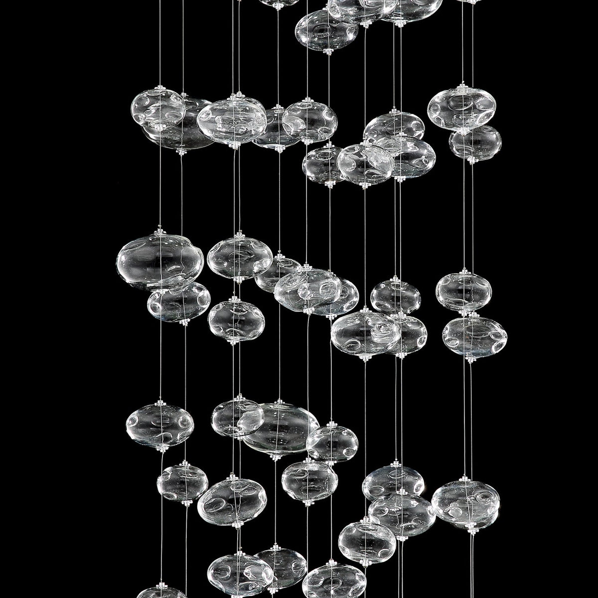 Glazen bollenhanglamp met ronde rozet | Kristalheldere luchtbellen plafondlamp eethoek vide woonkamer | Sulvida