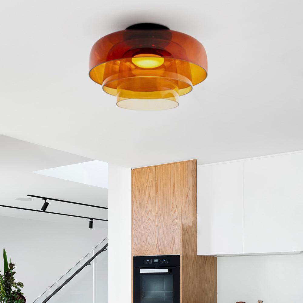 Glazen Plafondlamp Gelaagd Design Meerdere Formaten Warm Wit LED Licht Eetkamer Woonkamer Keuken Slaapkamer | Sulvida