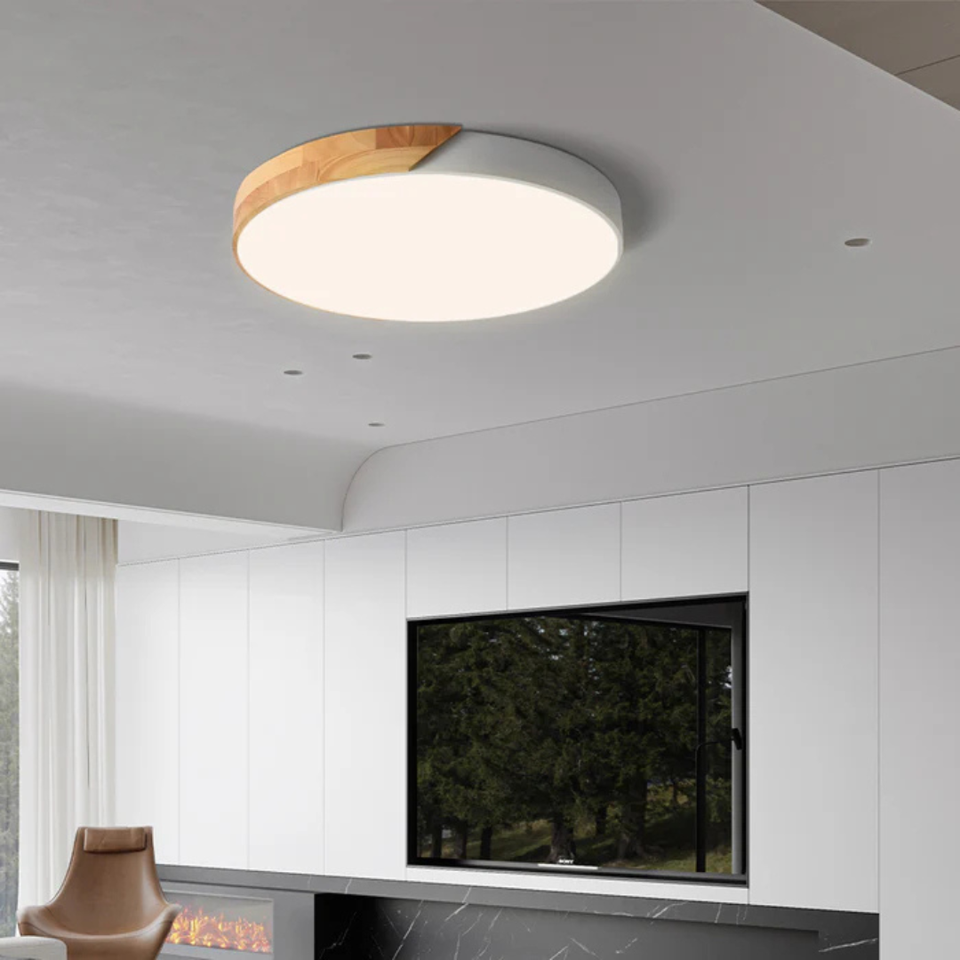 Plafondlamp Hout & Acryl Scandinavisch Design Warm Licht Ø23/30cm Slaapkamer Woonkamer Energiezuinige LED | Sulvida
