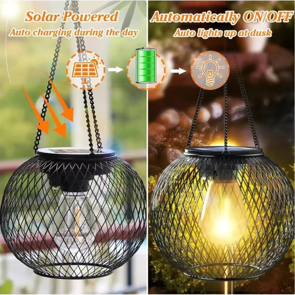 Decoratieve tuinlantaarn met zonne-energie en schemersensor voor sfeervolle terras en pad verlichting | Sulvida